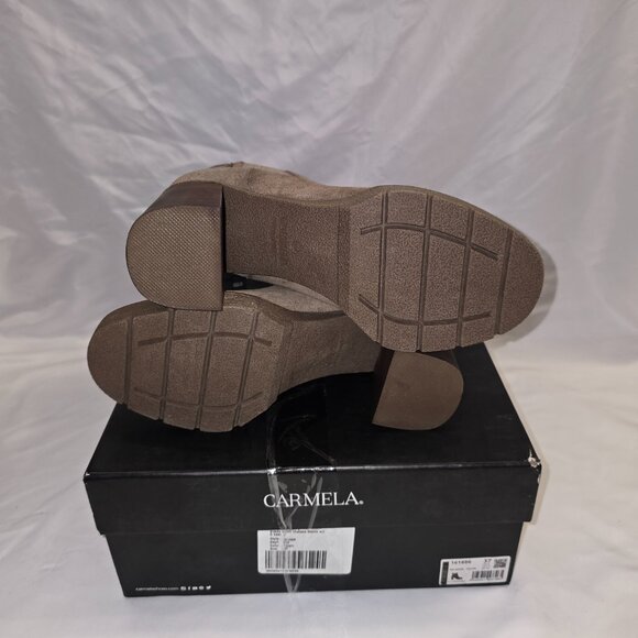 Carmela Suede Ankle, Chelsea Bootie with Heel in Taupe, Women's Size 37, NIB - Picture 7 of 10